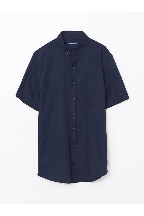 LCWAIKIKI Classic Regular Fit Kısa Kollu Armürlü Erkek Gömlek - 5