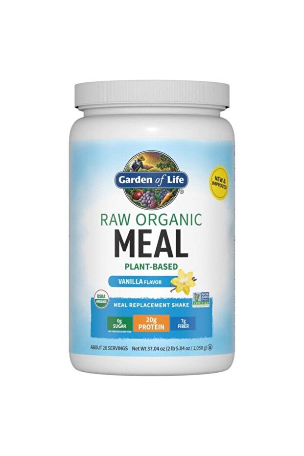 Raw Organic Plant Based Meal Replacement Protein Powder, Vanilla, 2 LB