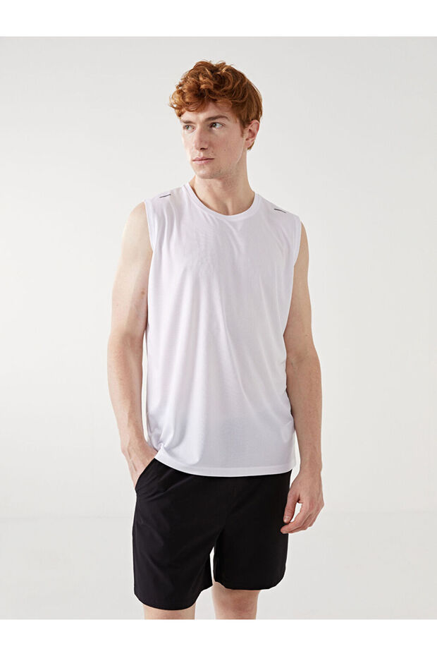 Black Crew Neck Men's Sleeveless T-Shirt (S5)