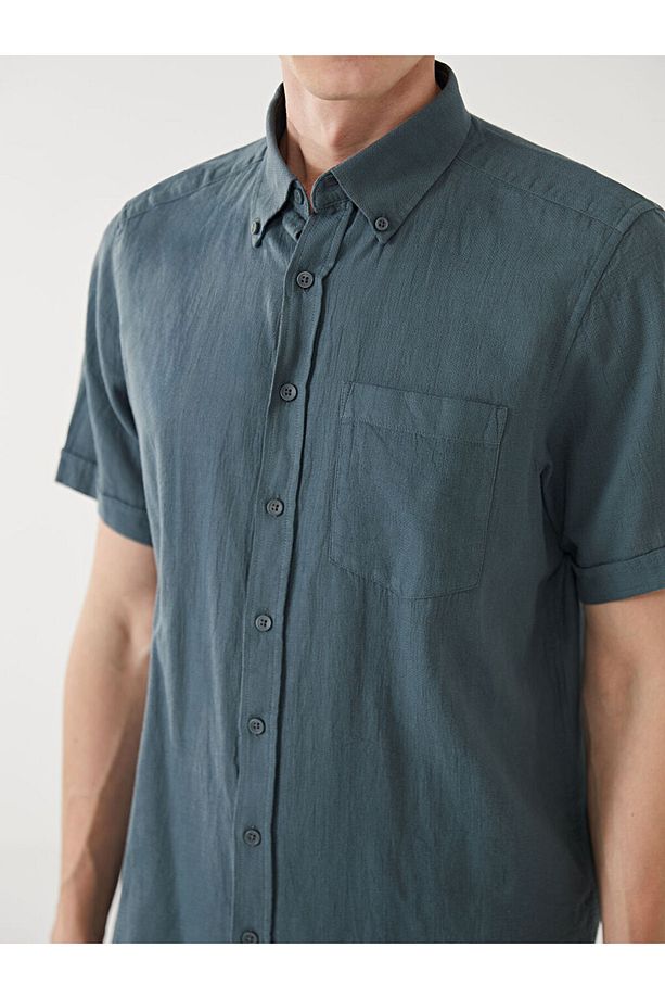 LCWAIKIKI Classic Regular Fit Kısa Kollu Poplin Erkek Gömlek - 3