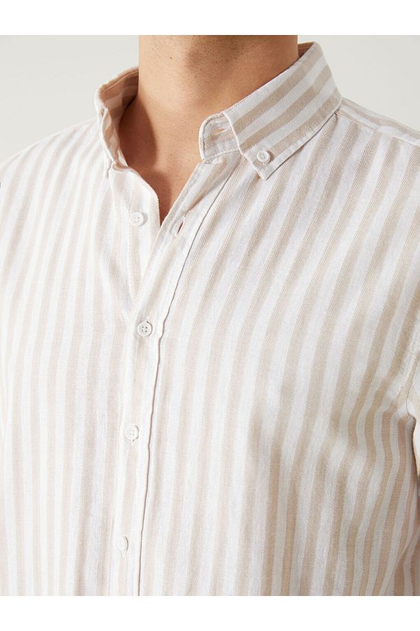 LCW Vision Regular Fit Uzun Kollu Çizgili Poplin Erkek Gömlek - 3