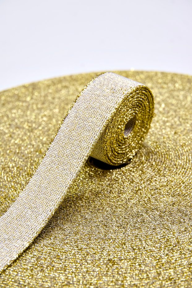 Metallic & Glitter 2 cm Strength Flat Woven Rubber | Women's Sandals & Ballerina Scarf