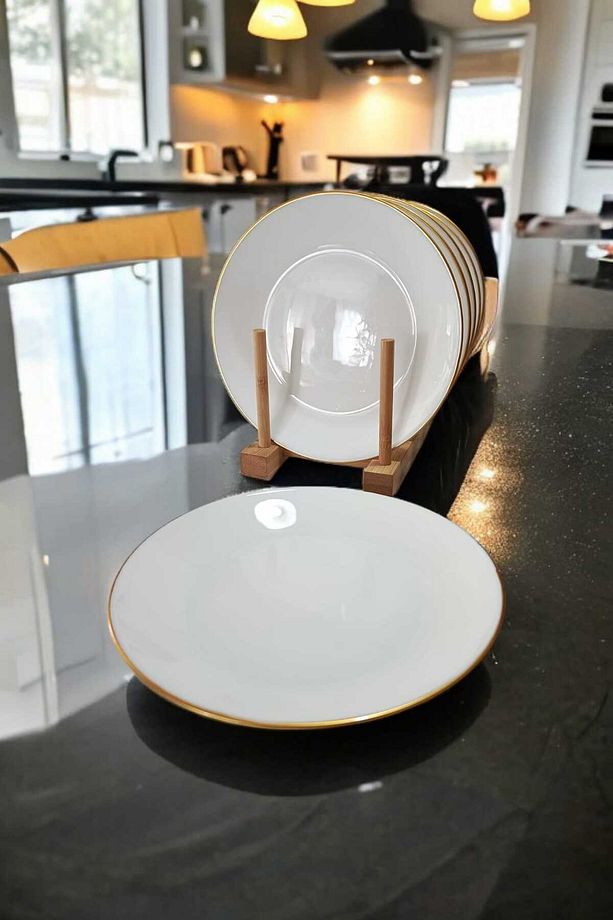 6 Adet 19 cm Yaldızlı Arcopal Pasta Tabağı - 1