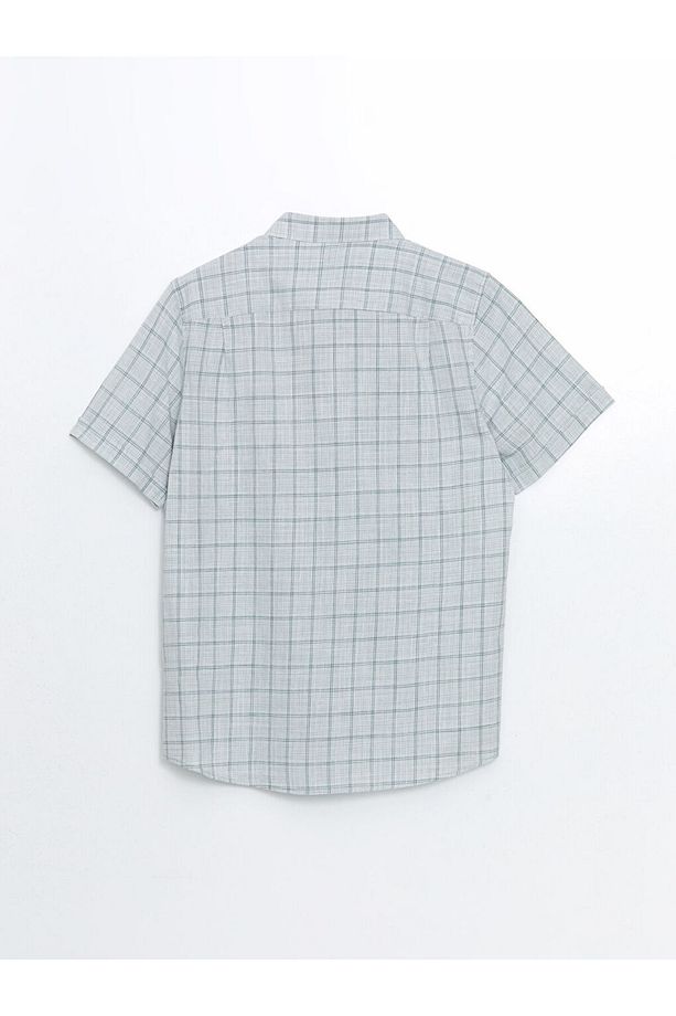 Classic Regular Fit Kısa Kollu Ekose Poplin Erkek Gömlek - 6