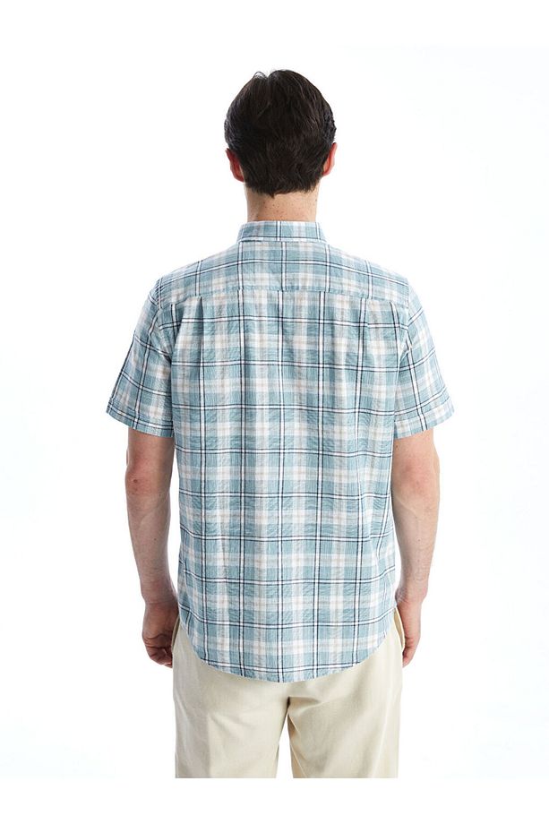 LCWAIKIKI Classic Regular Fit Kısa Kollu Ekose Poplin Erkek Gömlek - 4