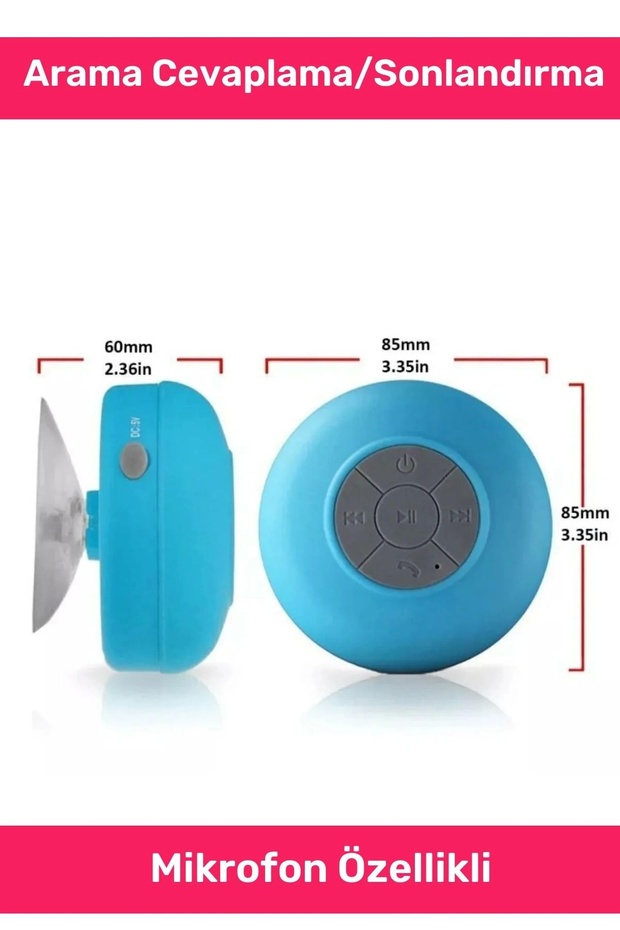 Deluxe Serisi Vantuzlu Su Geçirmez Şarjlı Mini Bluetooth Özellikli Beyaz Duş Kamp Sahil Hoparlörü - 2