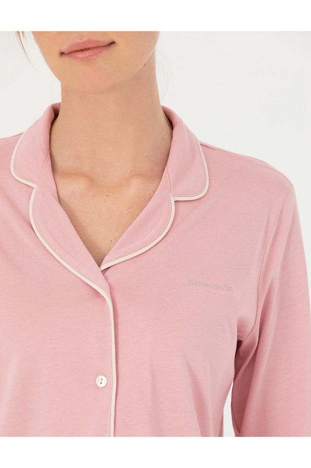 Kadın Gül Kurusu Pamuklu Modal Boydan Patlı Kutulu Pijama Takımı Q8.U.8O.K2.K.A8.P.C - 2