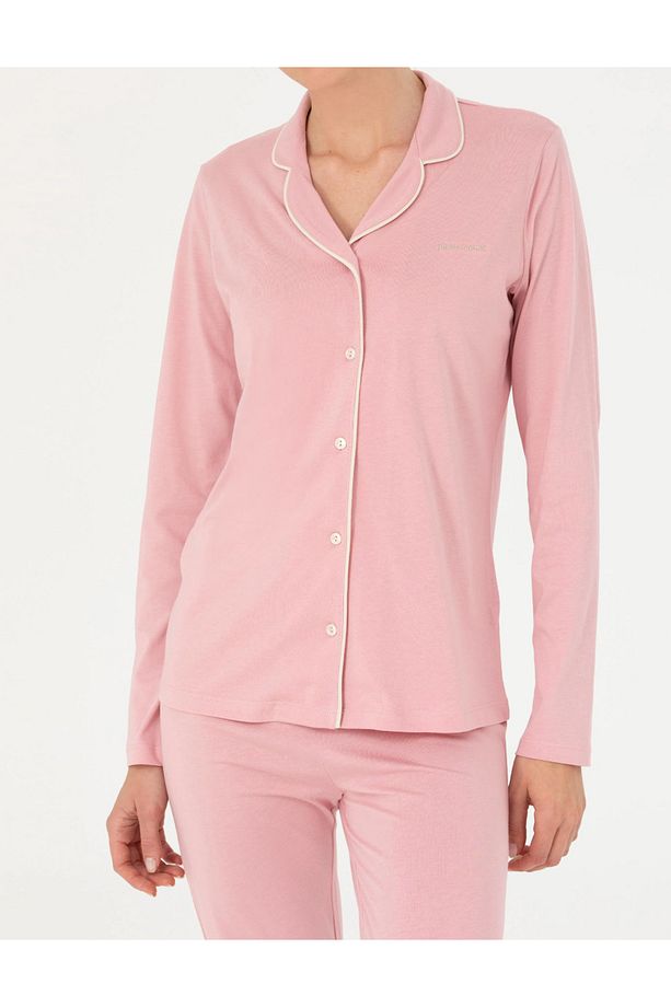 Kadın Gül Kurusu Pamuklu Modal Boydan Patlı Kutulu Pijama Takımı Q8.U.8O.K2.K.A8.P.C - 3