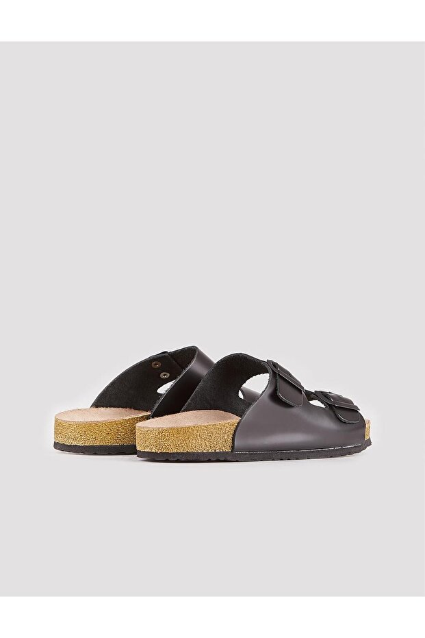 Gerçek Deri Siyah Kadın Terlik - 3