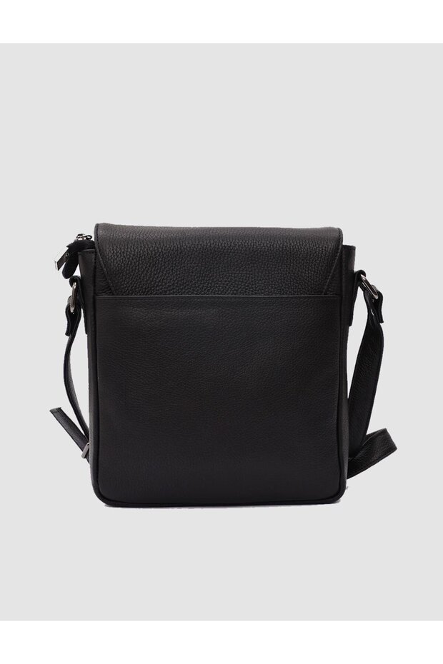 Hakiki Deri Siyah Postacı Çanta - 2