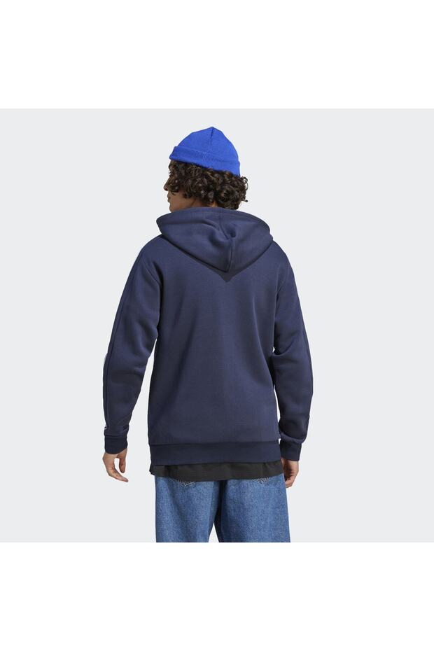 Essentials Fleece 3-Stripes Full-Zip Kapüşonlu Üst - 2