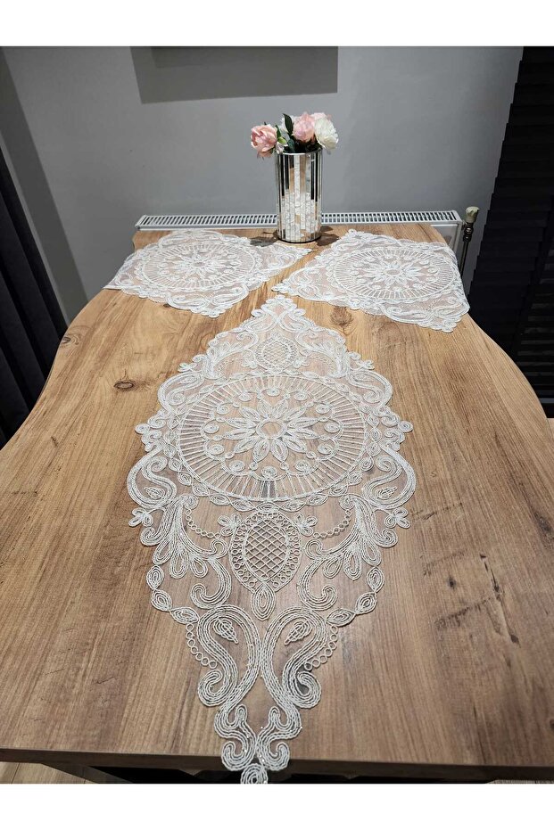 Luxury Home Textile Set of 3 Bedroom Cream (Gold Glitter)