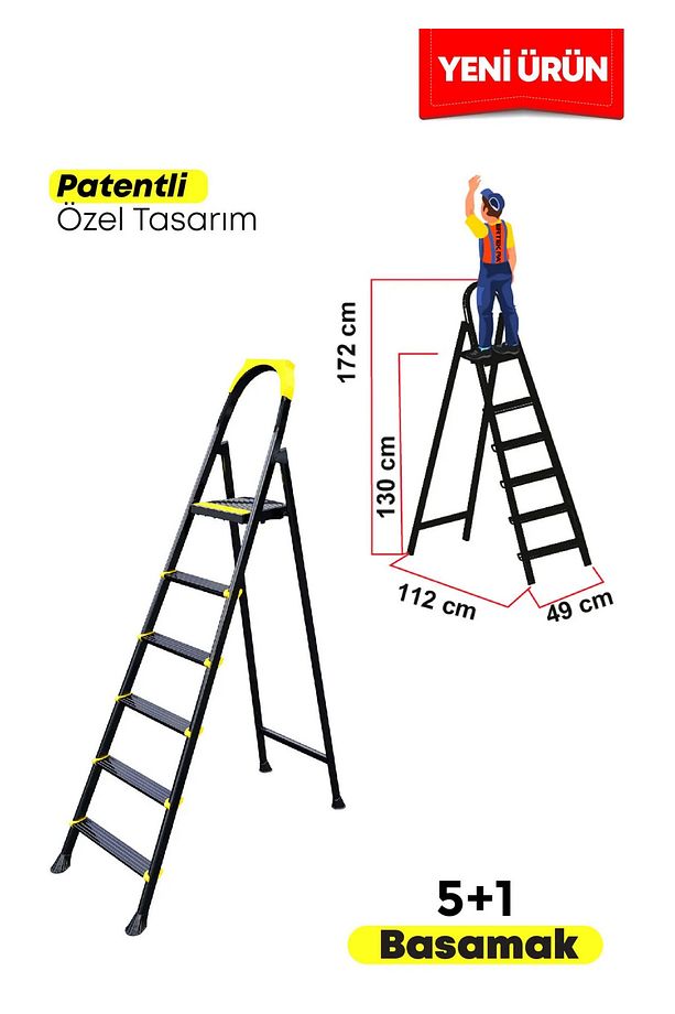 5 1 Basamak Superstep Merdiven 150kg Taşıma Kapasitesi - 6