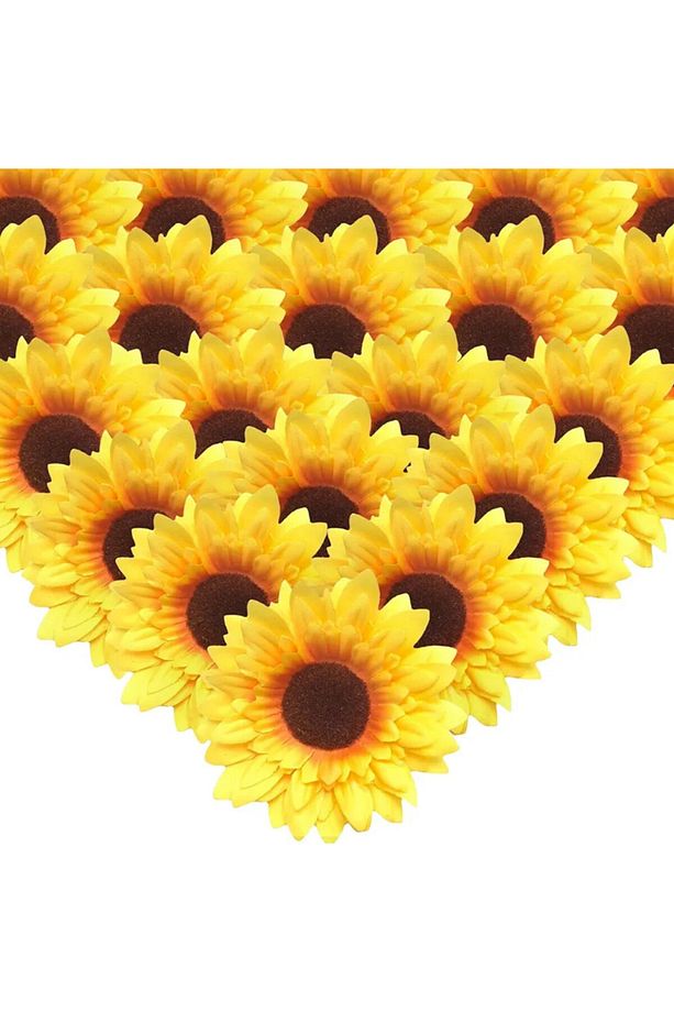 24 Adet Yapay Lüx Ayçiçeği Kafa (7cm)_ Papatya Kafası Yaprak yıldız Çiçek Gül Duvar Ay çiçeği - 4