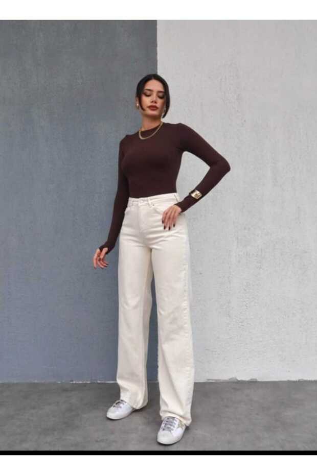Beige 90's Snow Wash Snow Gray Lycra Super High Waist Wide Leg Loose Jeans Palazzo Trousers