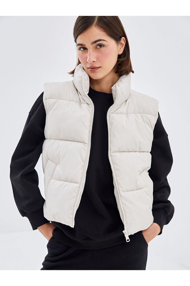 Dik Yaka Kadin Sisme Yelek - S57984Z8 - 1