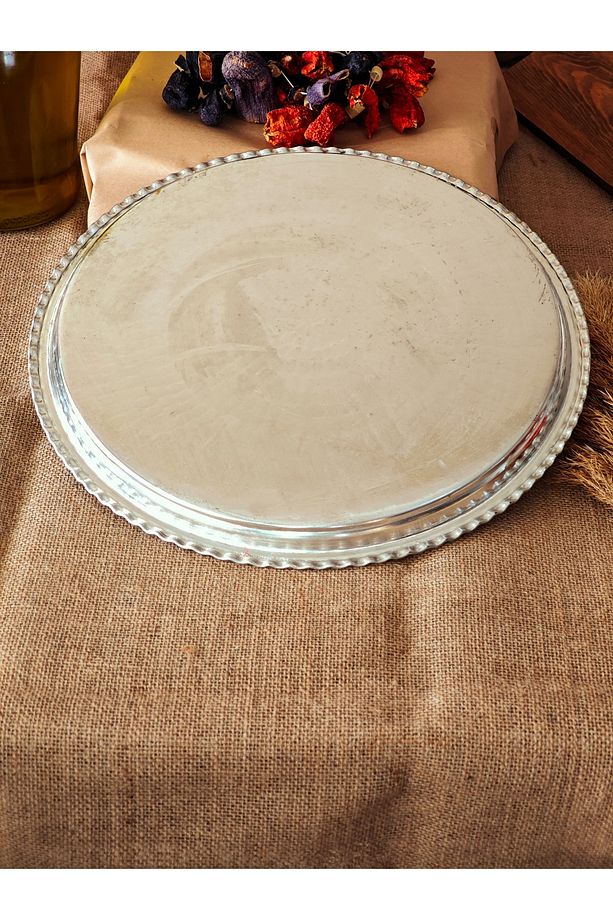 Bakır Künefe Tepsi, Bakır Sunum Servis Tepsisi 45 cm - 4