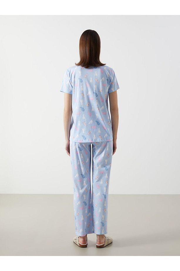 Gömlek Yaka Desenli Hamile Pijama Takımı - 4
