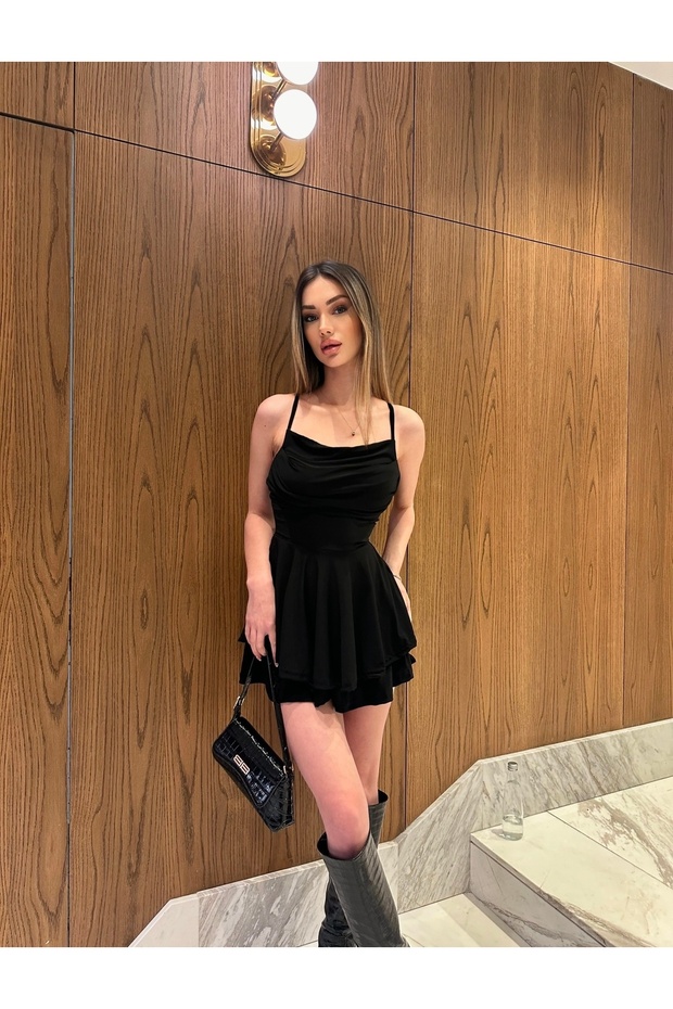 Askılı Vantablack Şortlu Elbise - 3