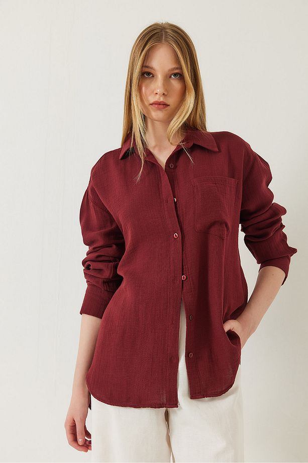 Kadın Tek Cepli Oversize Muslin Gömlek 2026 60271020 - 2