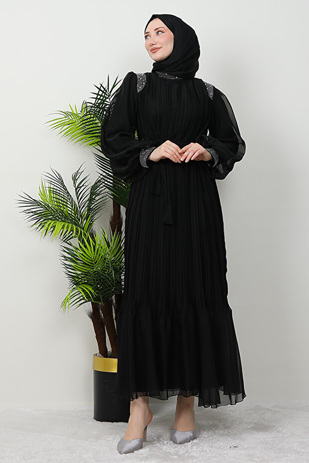 Azize Hijab Evening Dress Black