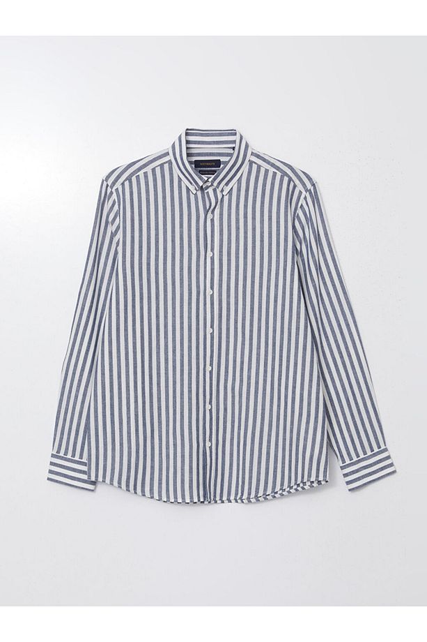 LCW Vision Regular Fit Uzun Kollu Çizgili Poplin Erkek Gömlek - 5