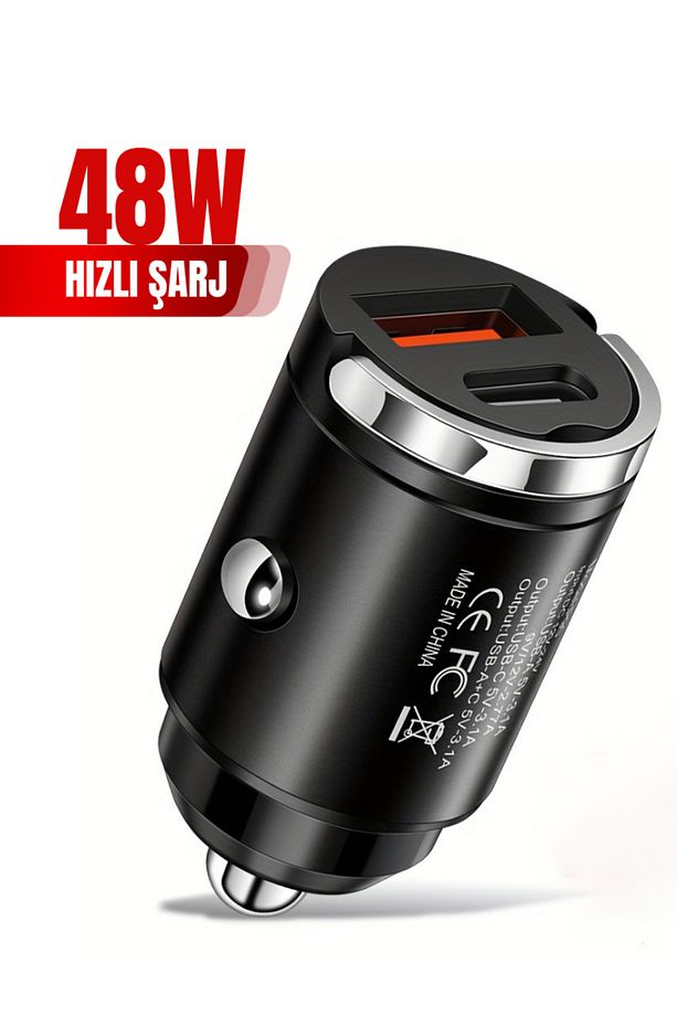48W 1x Usb 1x Type-c Hızlı Araç Şarjı Çakmaklık Girişli Apple Android Tam Uyumlu BC-01 - 1