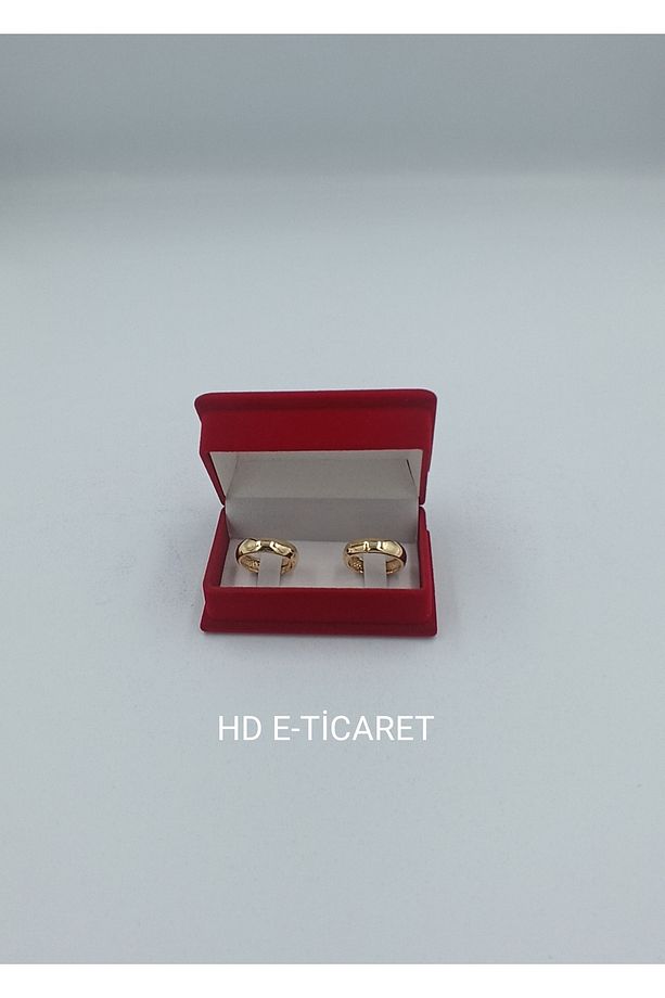 Lahit Çift Alyans Kutusu Kırmızı Kadife Çift Yüzük Kutusu Hediye Kutusu 1 Adet - 3