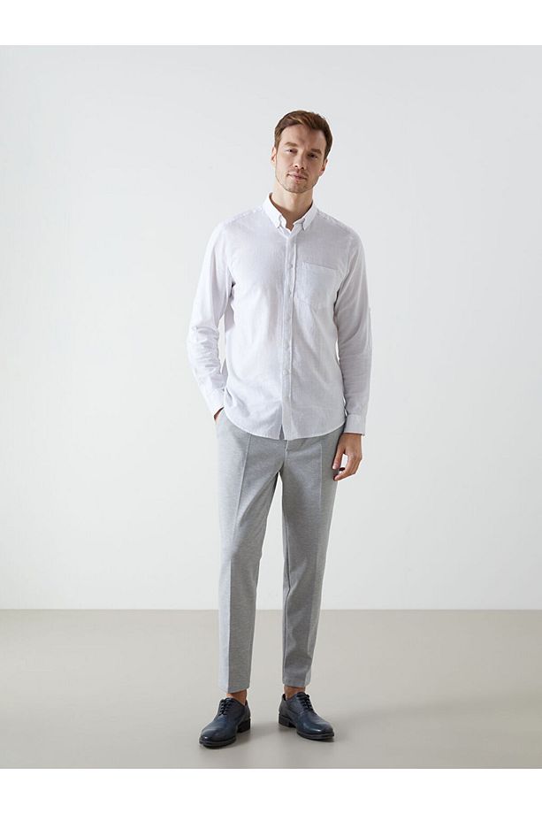 LCWAIKIKI Classic Regular Fit Uzun Kollu Keten Karışımlı Erkek Gömlek - 2