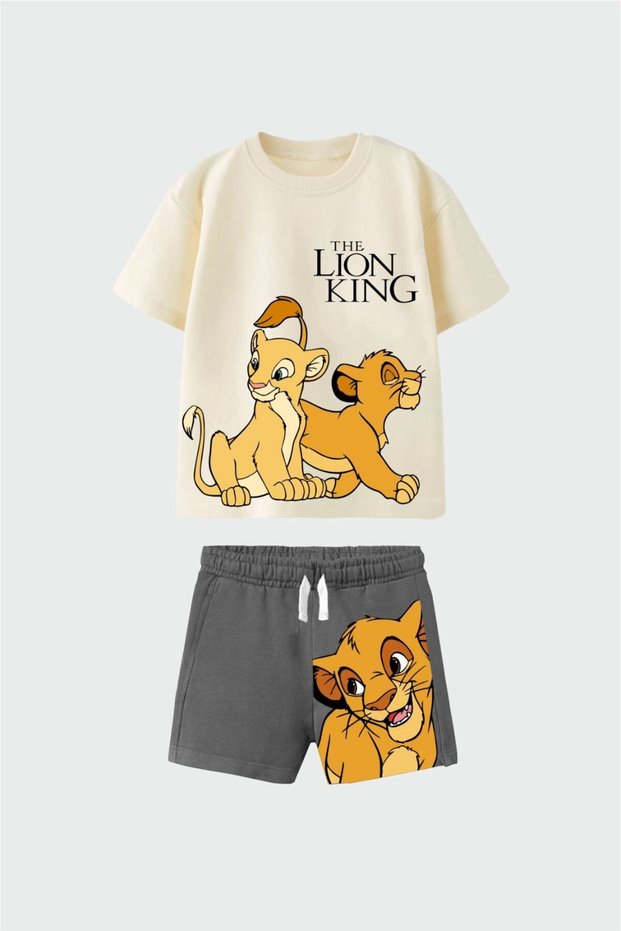 Kids Lion Printed Bottom Top Set Shorts Set