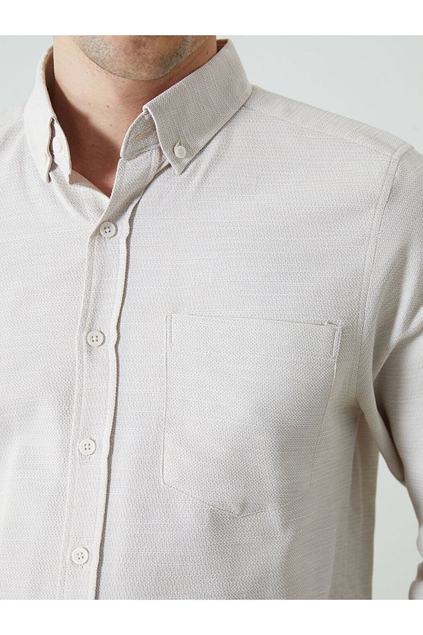 LCWAIKIKI Classic Regular Fit Uzun Kollu Armürlü Erkek Gömlek - 3