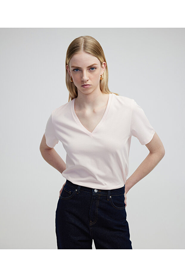 V yaka basic tişört - 1