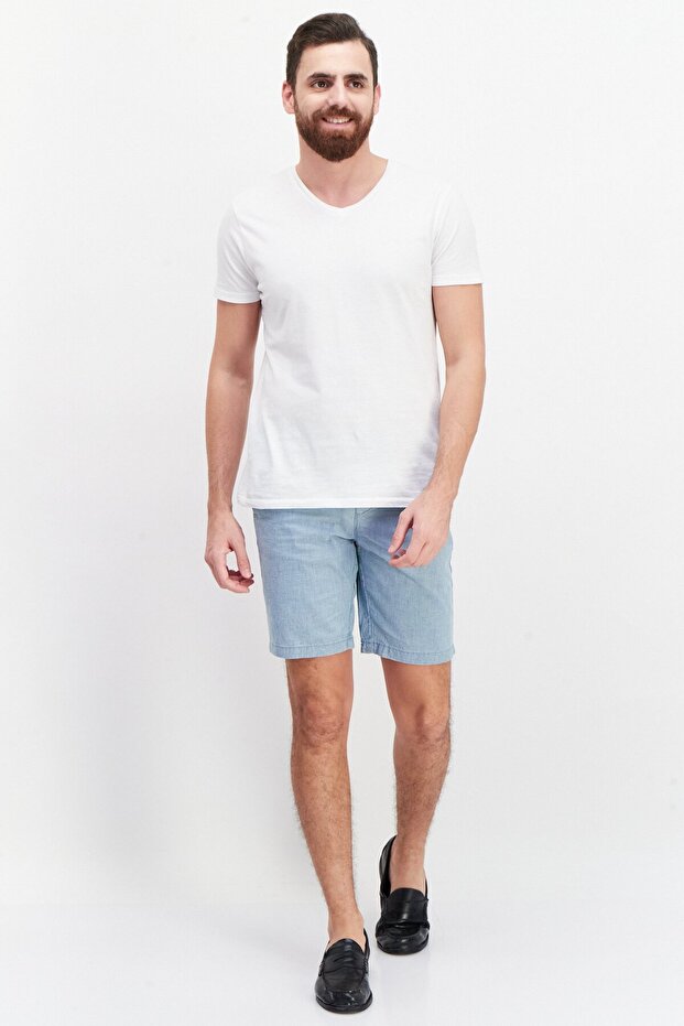 شورت رجالي أساسي قابل للتمدد، أزرق فاتح - 4