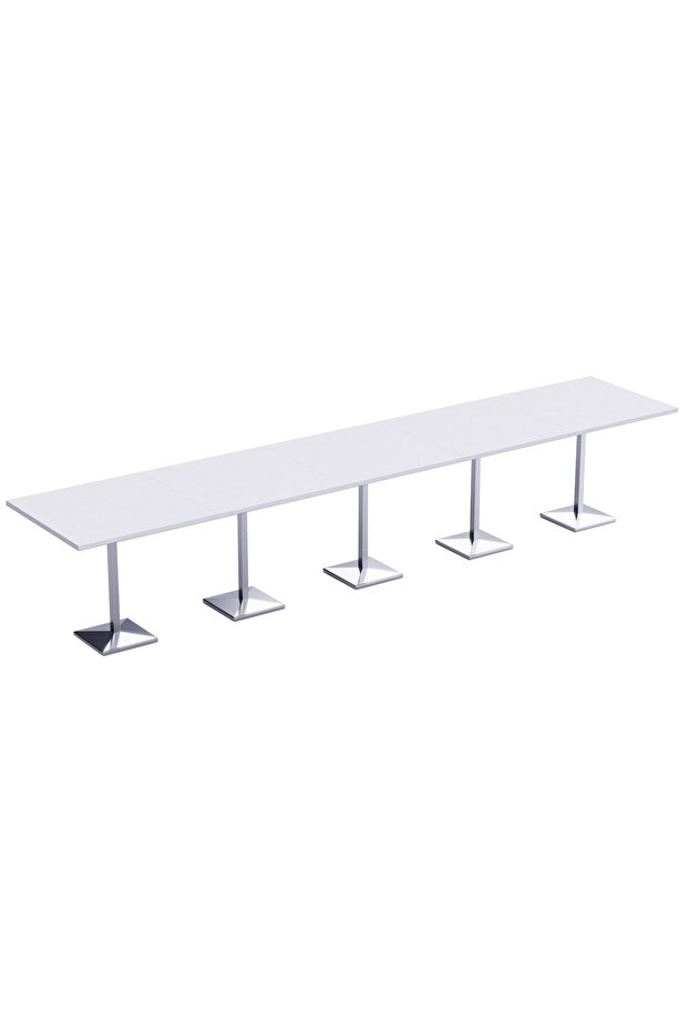 Bar Table Square Base 20 Seater Cocktail Bistro Table for Pub_White