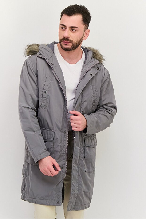 Men Plain Puffer jacket, Grey - 1