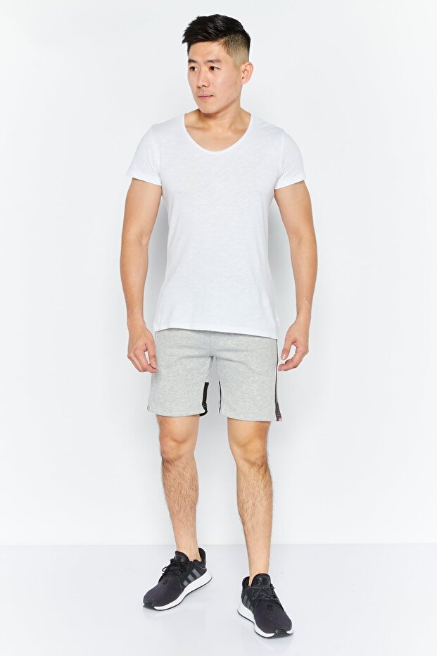 Men Heather Basic Shorts, Grey - 3