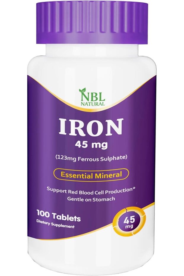Iron High Potency Ferrous Sulfate Iron Supplement 45 mg 100 Tablets