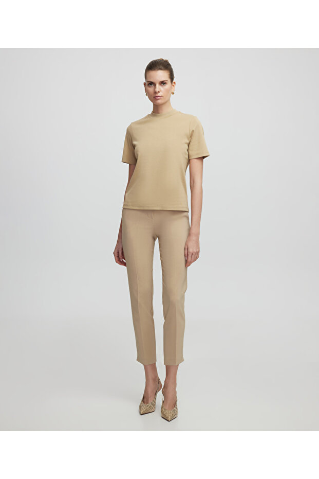 Dik yaka basic tişört - 5