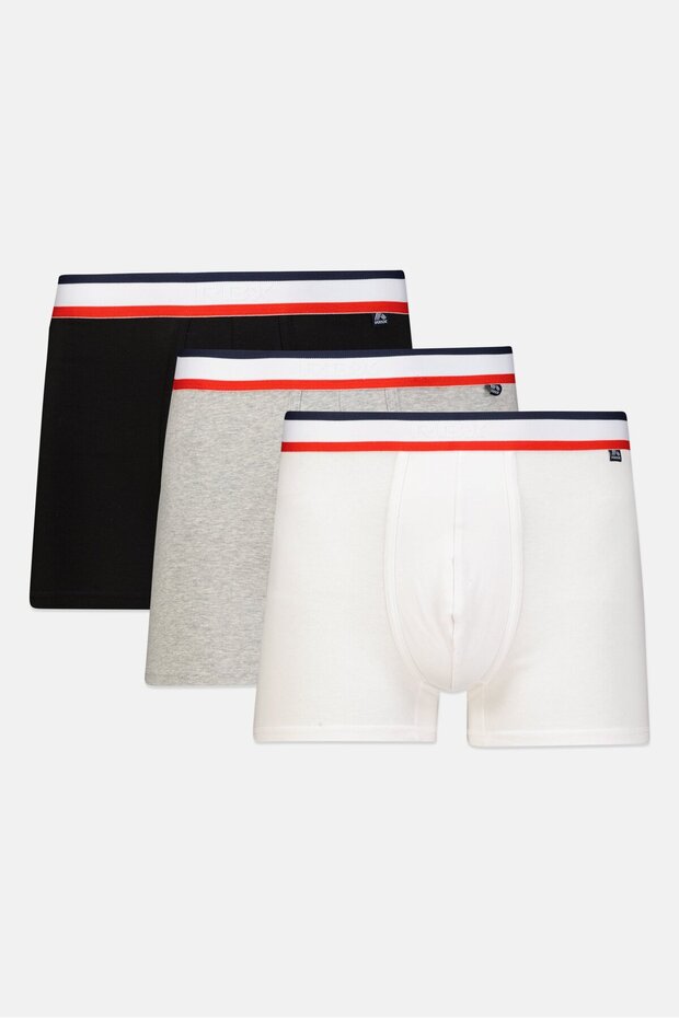 مجموعة من 3 ملابس داخلية سادة للرجال، أسود/أبيض/رمادي - 1