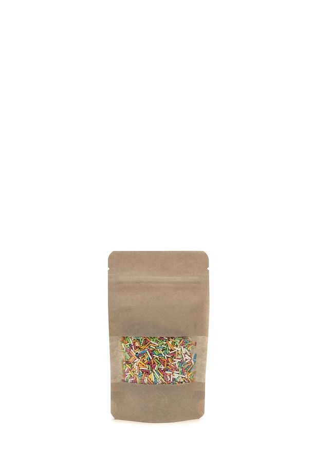Pencereli Kraft Kilitli Doypack Ambalaj 8,5 X 14,5 2,5 Cm. 50 Gr. - 100 Adet - 1