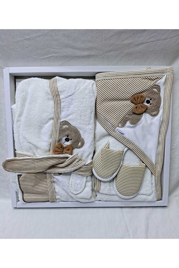 Sundan Zıpır Cotton Baby Bathrobe and Towel Set
