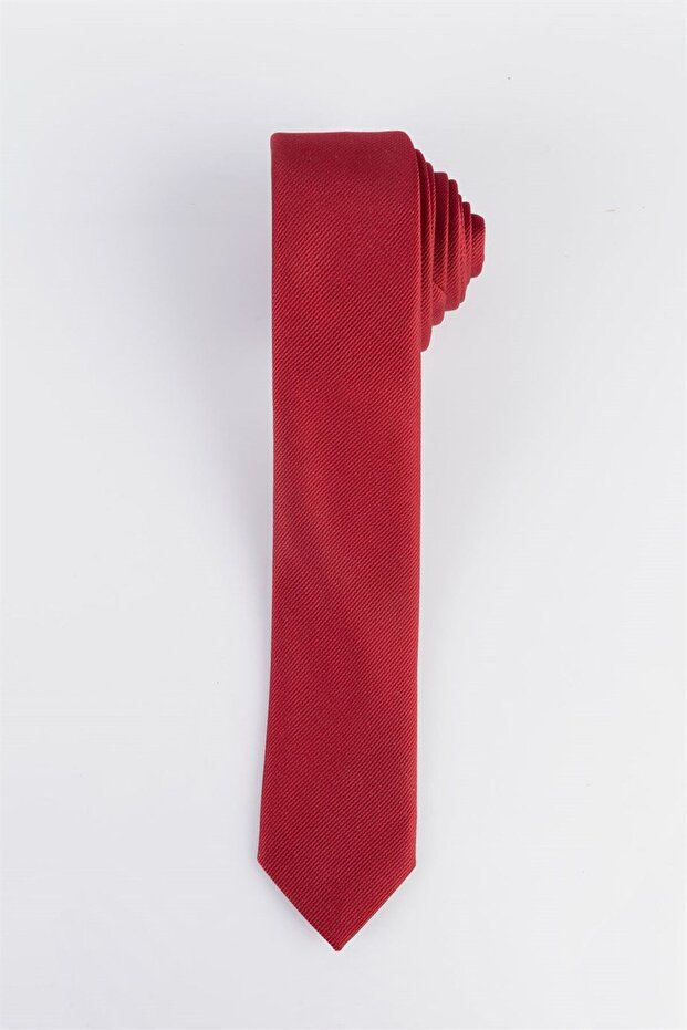 Slim Self Patterned Men's Burgundy Tie