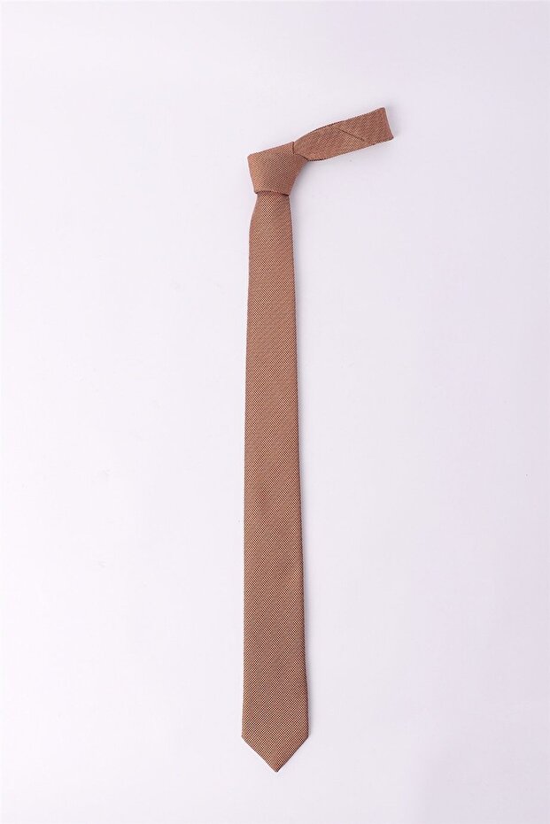 Self-Patterned Plain Men's Gold Tie - 3