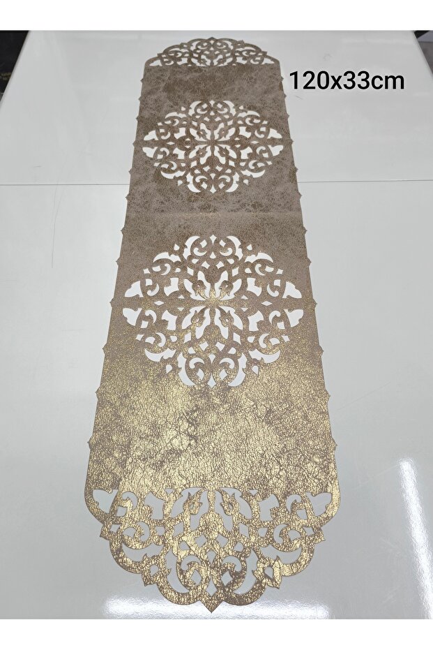 سجادة/مفرش طاولة ذهبي عتيق الطراز مقاس 120×33 سم