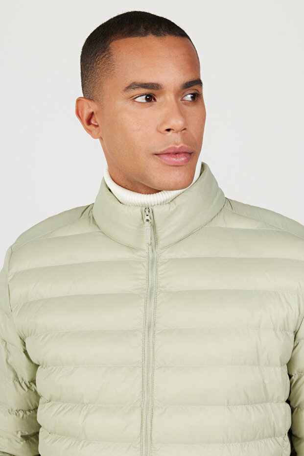 Erkek Mint Standart Fit Normal Kesim Dik Yaka Mont - 3