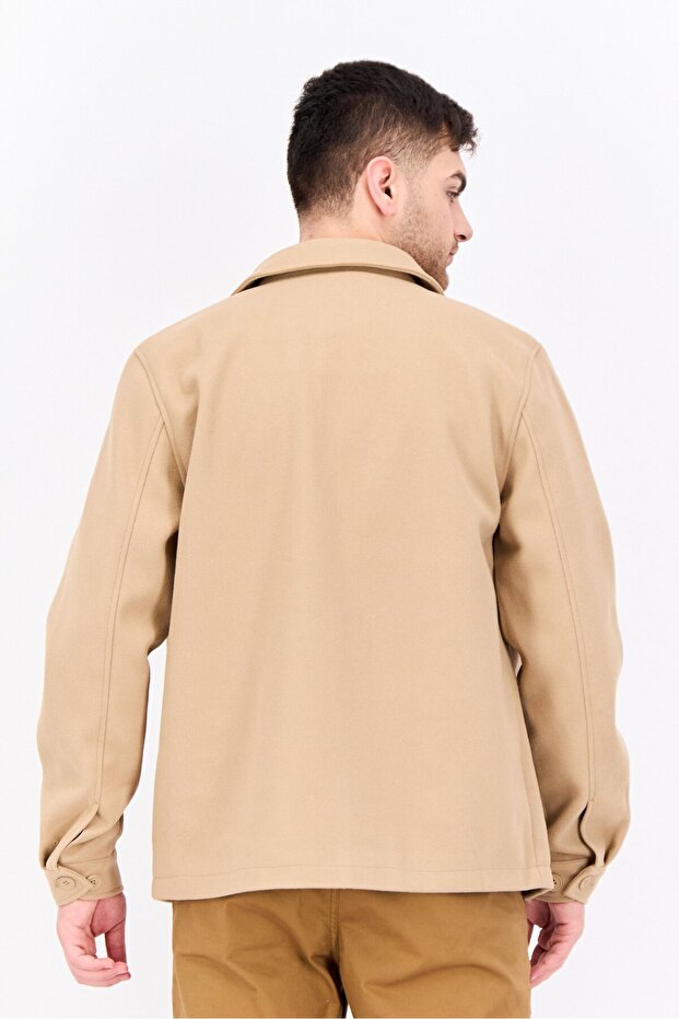 قميص رجالي سادة بأكمام طويلة، بني - 3