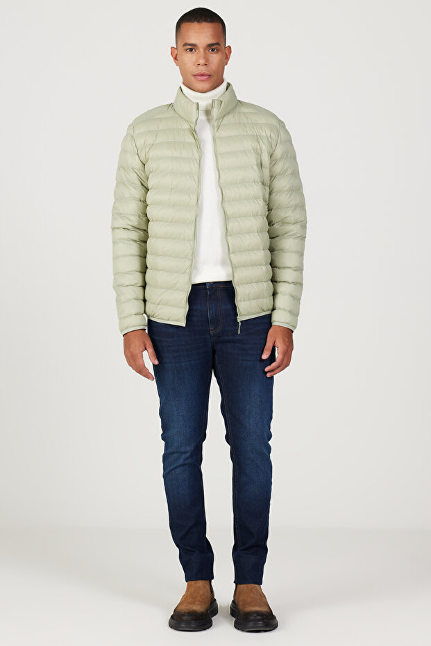 Erkek Mint Standart Fit Normal Kesim Dik Yaka Mont - 5
