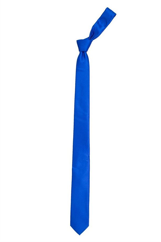 Düz İnce Sax Mavi Erkek Kravat - 3