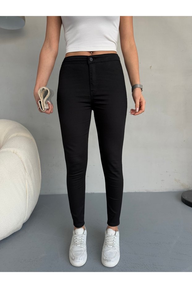 Women's Black High Waist Skinny Stretchy Lycra Leggings Pants
