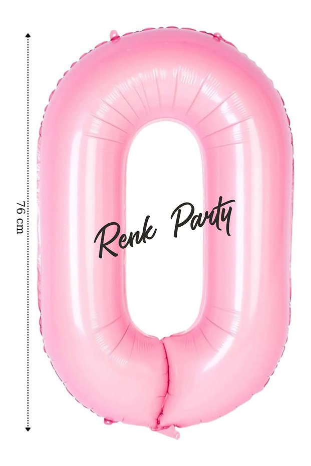 Foil Balloon 0 Number Helium Balloon 76 cm Pink Color - 0 Age Balloon - 0 Number Balloon - 34 Inch